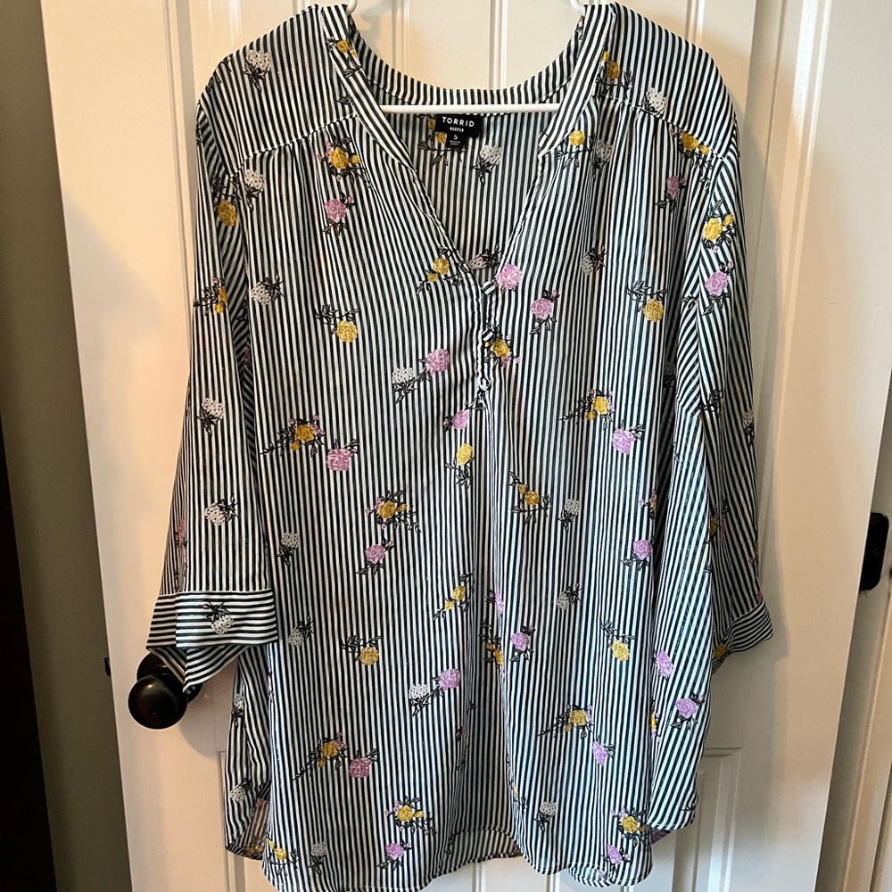 Hunter/white Striped Harper Blouse